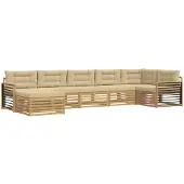 vidaXL Buiten bank set 7 st Wit en Beige