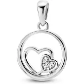 The Jewelry Collection Zilver Gerhodineerde Hanger hartjes zirkonia 1333969