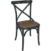 Bolero Houten eetkamerstoelen Bolero, met gekruiste rugleuning, antiek, black wash, 2 stuks