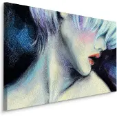 Karo-art Schilderij - Gezicht van een Vrouw, Print op Canvas