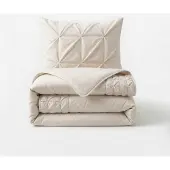 Sleeptime Dekbedovertrek Border Pintuck - Beige 240 x 200/220 cm