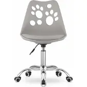 Leobert PRINT Bureaustoel Grijs, Modern Ergonomisch Design, Verstelbare Zithoogte, Chromen Basis, Geschikt voor Kinderkamer, Thuiswerkplek of Kantoor, Max. 110 kg