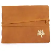 Ancient Wisdom - Schetsblok - Leren schetsboek golden tree - 144 pagina's - 18x23 cm - notitieboek - tekenblok - kunstboek - schetsmateriaal - creatief schrijven - schetsboek