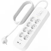 Belkin Stekkerdoos 8-voudig 2 meter met usb A/C 18W Wit