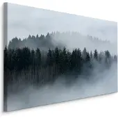 Karo-art Schilderij - Mistig bos, grijs, 4 maten, wanddecoratie