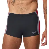 Speedo Solid Splice Aquashort Heren - Chloorbestendige Zwemboxer Heren - Kleurvaste Strakke Zwembroek Heren - Sportzwembroek Heren met Voering - Zwart/Rood - L