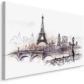Karo-art Schilderij - Prachtig Parijs ,Aquarel-look , Wanddecoratie , Premium print