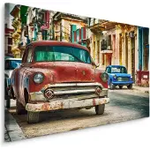 Karo-art Schilderij - Amerikaans oldtimers in de straten van Cuba, premium print