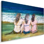 Karo-art Schilderij - Drie Vrouwen aan Zee, Premium Print