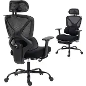 HOMCOM Office Chair-Polyester, Kunststof-75L x 73B x 120-128Hcm-Zwart