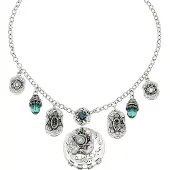 Behave Boho ketting dames zilverkleurig turquoise – bedels hangers – cadeau vrouw nikkelvrij – etnische ketting – medaillon – cadeau voor vriendin