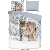 Good Morning Dekbedovertrek Flanel Lynx - grey 200x200/220cm