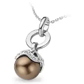 Orphelia Hanger + Ketting Bronze Shell Pearl Zirconium ZH-4678