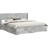 vidaXL Bedframe met opbergruimte en hoofdbord Betongrijs 180 x 200 cm