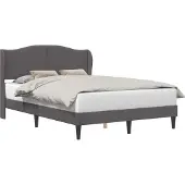 vidaXL Bedframe met hoofdeinde Grijs 140 x 200 cm Kunstleer