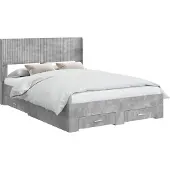 vidaXL Bedframe met opbergruimte en hoofdbord Betongrijs 120 x 190 cm