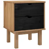vidaXL Nachtkastje OTTA Zwart 45 x 39 x 57 cm Massief grenenhout