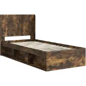 vidaXL Bedframe met opbergruimte en hoofdbord Gerookt eiken