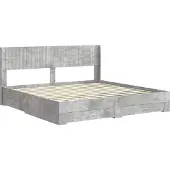 vidaXL Bedframe met opbergruimte en hoofdbord Betongrijs 180 x 200 cm