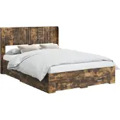 vidaXL Bedframe met opbergruimte en hoofdbord Gerookt eiken