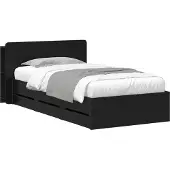 vidaXL Bedframe met opbergruimte en hoofdbord Zwart 75 x 190 cm