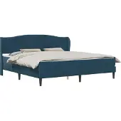 vidaXL Bedframe met hoofdeinde Blauw 200 x 200 cm Fluweel