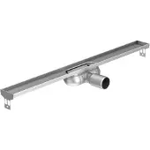 ACO ShowerDrain C douchegoot rvs z.flens z.rooster, 70mm breed, stankslot 25mm 885mm inb.diepte 65mm m.zijuitloop 2131421