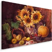 Karo-art Schilderij - Stilleven met zonnebloem (print op canvas), premium print
