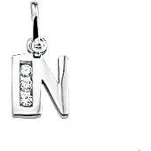 Trendjuwelier huiscollectie Bedels Letter N Zirkonia Rij Zilver