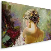 Karo-art Schilderij - Portret van een peinzende vrouw, premium Print