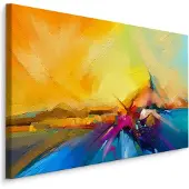 Karo-art Schilderij - Kleurrijke Abstractie, Multikleur, Premium Print