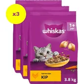 Whiskas 3x 1+ Adult Katten Droogvoer Kip 3,8 Kg