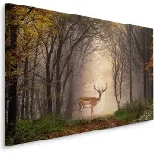 Karo-art Schilderij - Hert in het Bos, 5 maten, Premium Print