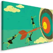 Karo-art Schilderij - Bulls Eye, Darten, groen,rood,geel, Premium Print