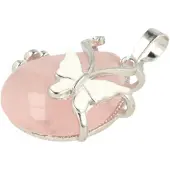 Ruben Robijn Roze kwarts vlinder druppel hanger