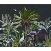 Karo-art 300cm X 210cm - Fotobehang - Dieren in de Jungle, premium print, inclusief behanglijm