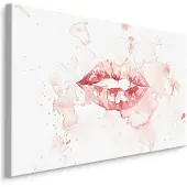 Karo-art Schilderij - Lippen in Aquarel, roze/wit, 4 maten, premium print