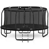 Thunder Trampoline 488 cm – Ronde Tuintrampoline – Max. 150 kg – Met Ladder – Zwart