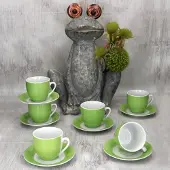 MamboCat Set van 6 Variant koffiekoppen schotels GROEN