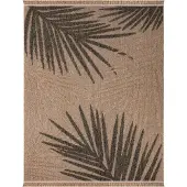 TT Home Binnen- en buitentapijt Woonkamer Weerbestendig Balkon Boho Bladmotief 3D Franjes