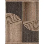 TT Home Binnen- en buitentapijt Woonkamer Weerbestendig Balkon Boho Bladmotief 3D Franjes 200 x 280 cm Rechthoek 200 x 280 cm Rechthoek antraciet