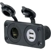 Marinco Sealink Deluxe Dual Usb Charger And Receptacle 12v Zwart