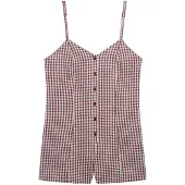 Superdry Jumpsuit 'Gingham Cami' rood / wit