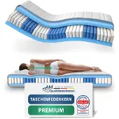 AM Qualitätsmatratzen - Hoogwaardig 7-Zone Pocketveringmatras 90x200 cm (H2) - 24 cm - Zacht - Pocketvering Matras 90 x 200 - TENCEL Lyocell tijk - ergonomisch matras