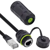 InLine Patchkabel koppelaar Cat.6A, IP68, RJ45-bus naar stekker, 20cm