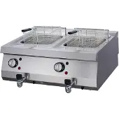 Maxima Heavy Duty Friteuse - 2 x 12 L - Dubbel - 70 cm Diep - met Tapkraan - Elektrisch