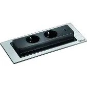 Evoline Backflip, roestvrijstalen stopcontact, 2-voudig, artikelnummer 417515