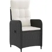 vidaXL Buiten Eettafel Set 3 st Zwart en Crème Wit poly rattan