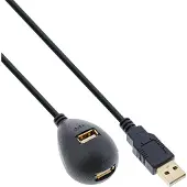 InLine Premium USB naar 2x USB docking kabel - USB2.0 - tot 1A / zwart - 2 meter