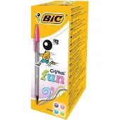 BIC Cristal Fun Balpennen Brede Punt (1.6 mm) - Roze Paars Lichtblauw Lichtgroen - Doos van 20 Stuks
